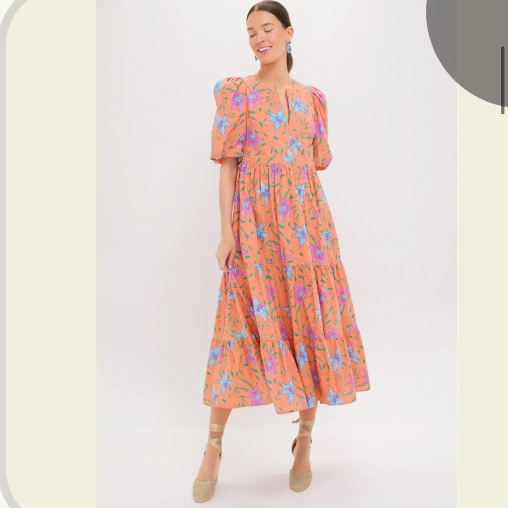 Hyacinth House Floral Midi Dress with Puff Sleeves